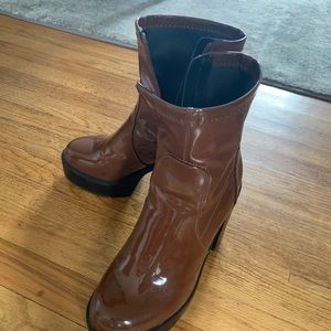 Brown platform boots